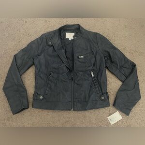 NWT Target A New Day Dark Navy Blue Faux Leather Jacket